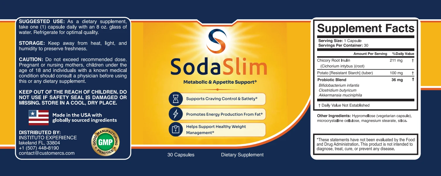 SodaSlim Supplement Facts label